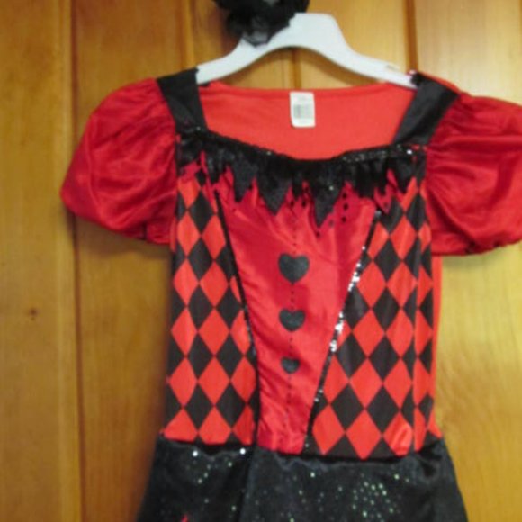 Queen of spades Girls Costume Dress Girls sz 10/12 L Dress up Queen of hearts - Picture 2 of 6